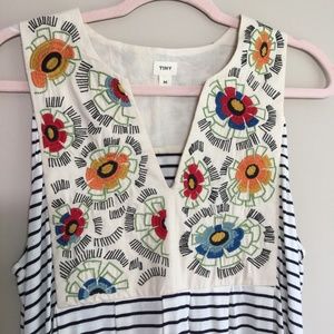 Anthropologie TINY embroidered striped tank top size M